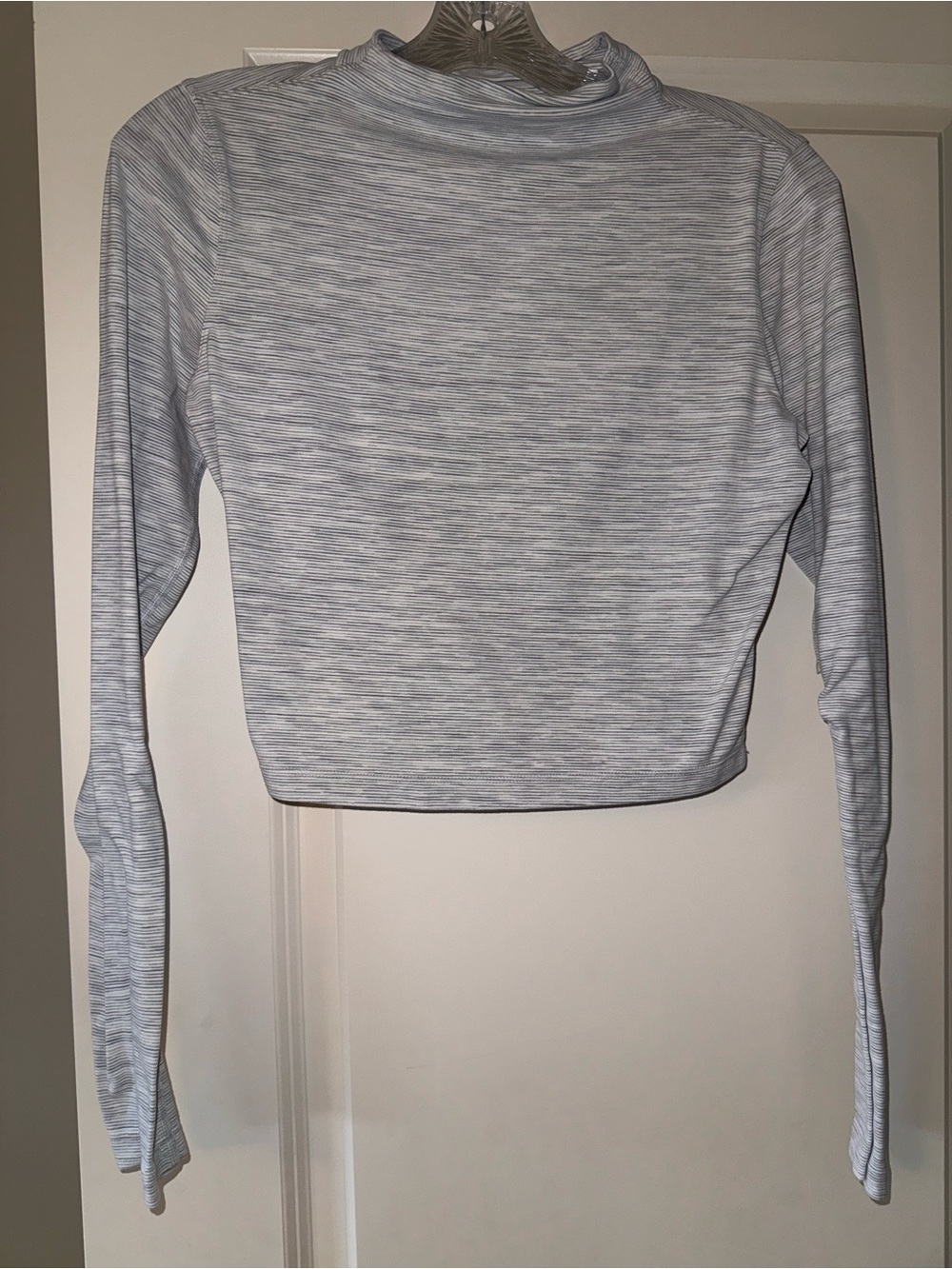 Lululemon Light Gray Long-Sleeve Cropped Top